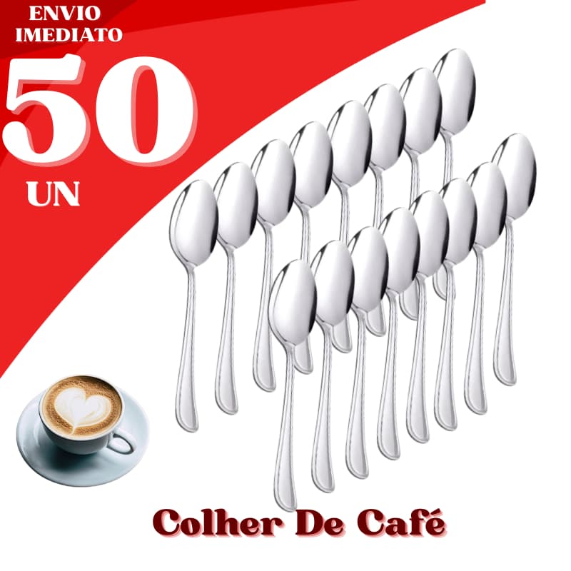 Kit Colher de Café 50 Peças em Aço Inox Elegante Pequena Durável