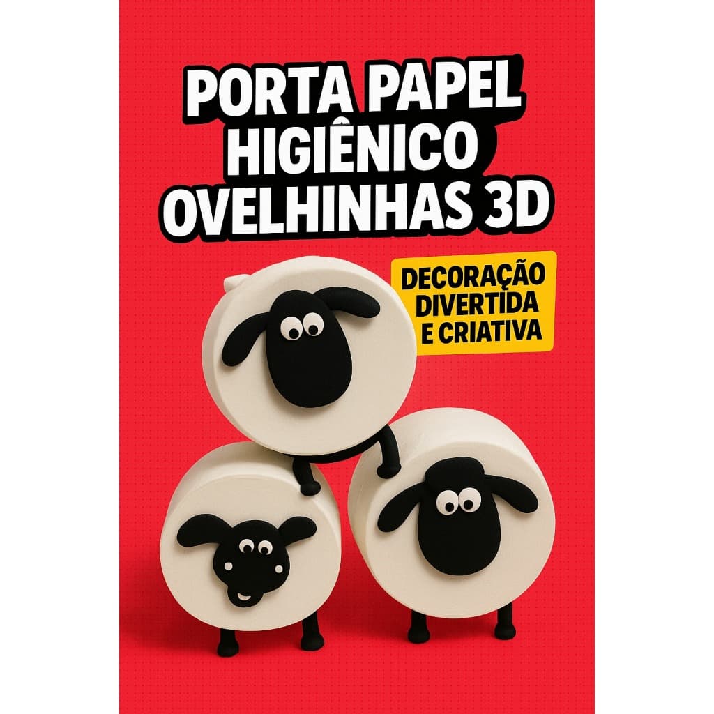 Porta Papel Higiênico Ovelhinhas 3D – Decoração Divertida e Criativa