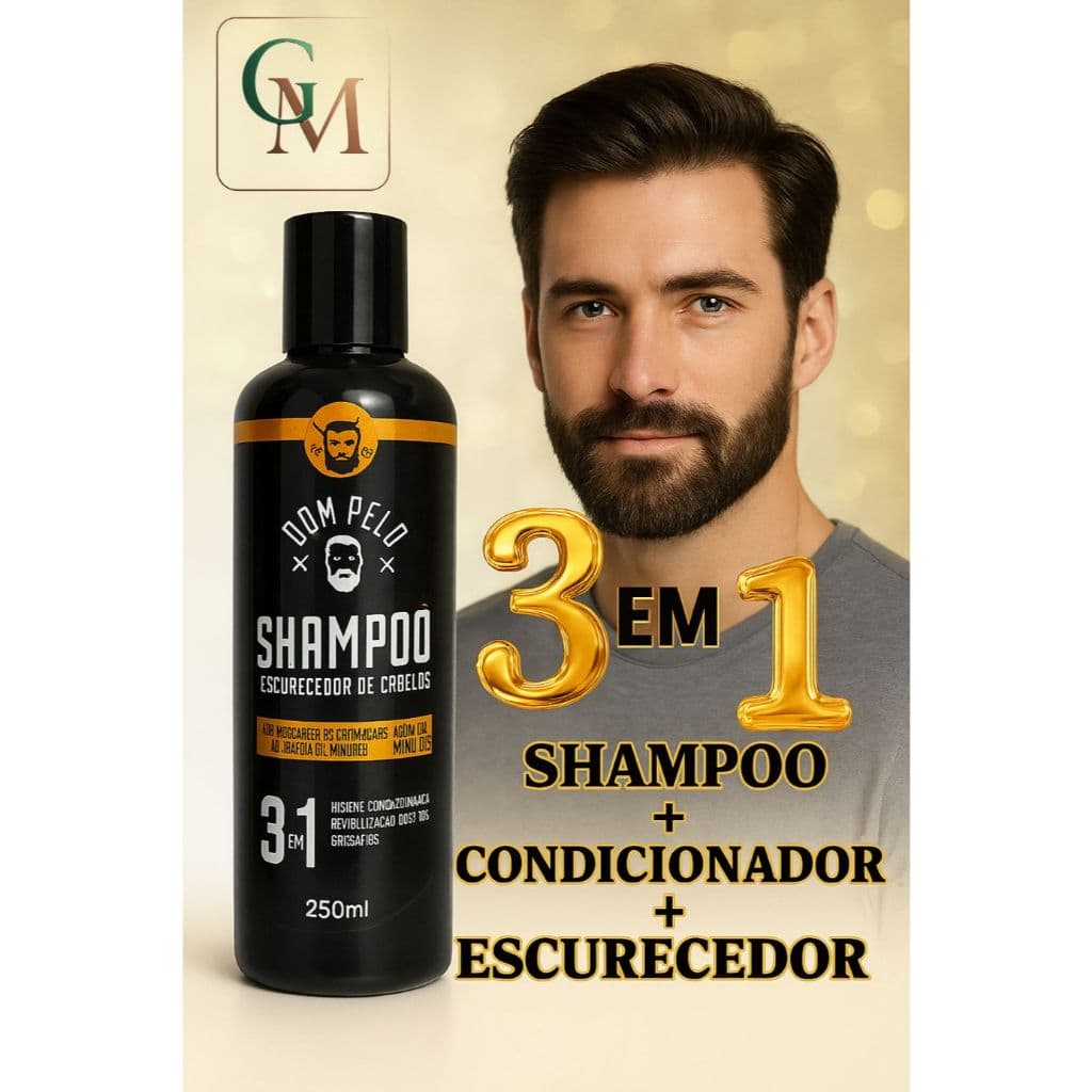 Shampoo e Condicionador e Escurecedor De Cabelos Brancos Grisalhos 3 em 1 250ML  - 01 UNIDADE
