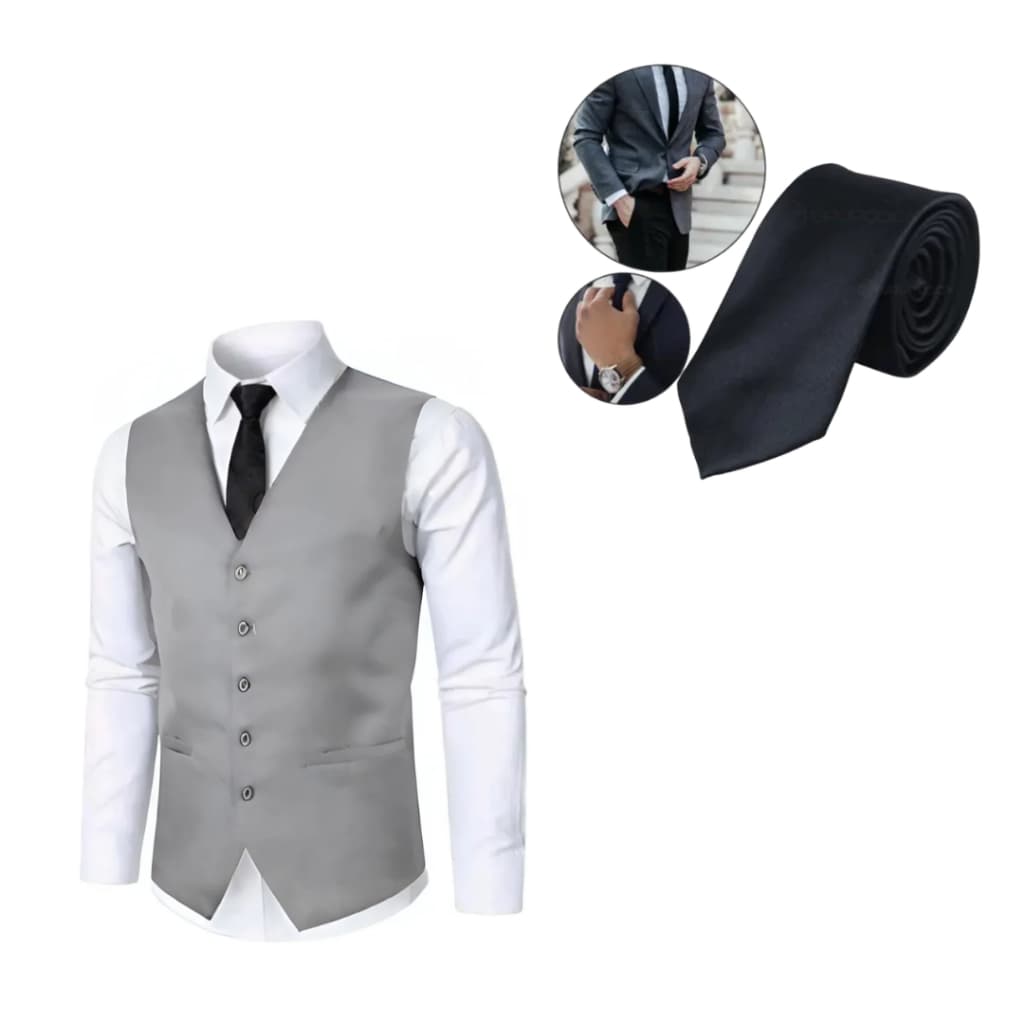 Colete Social Masculino Alfaiataria + Gravata Slim Oxford P/ Eventos e Festas - Promoção