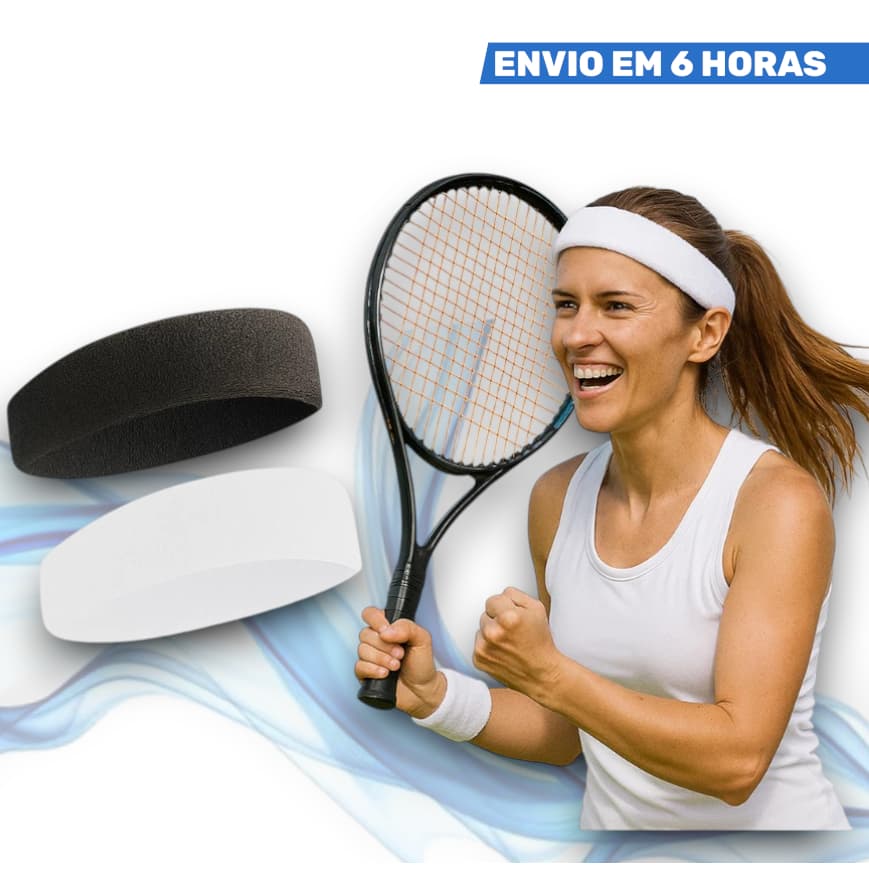 2 Faixa De Testa Testeira Preto Branco Masculino Feminino Tênis Academia