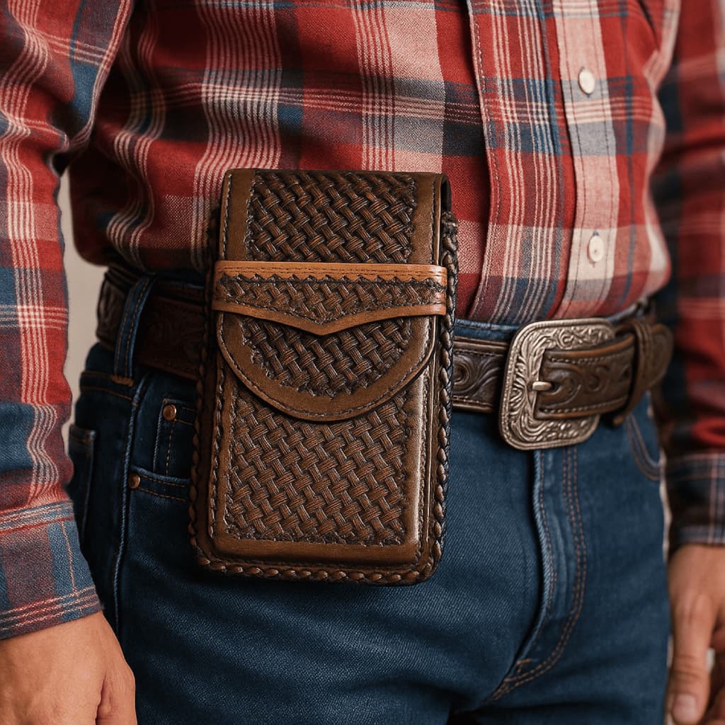 Capinha Bainha Para Celular Em Couro Legítimo Modelo Premium Entalhada Feita a Mão Artesanal