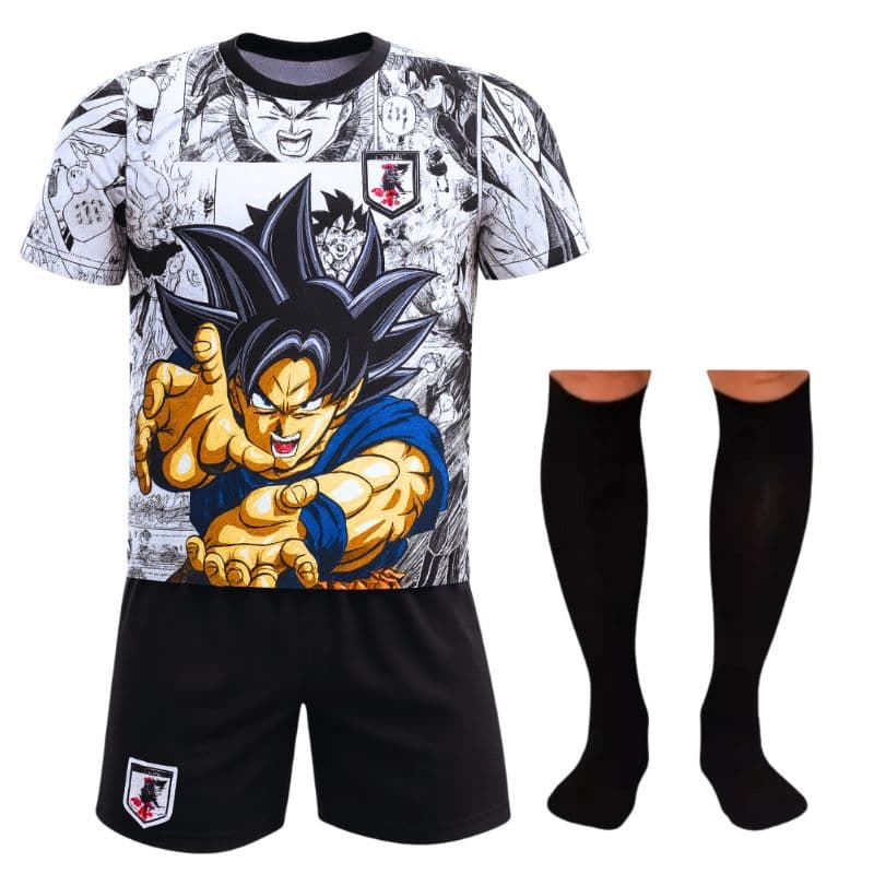 Conjunto Infantil de Futebol com Meião Naruto e Goku Envio Imediato