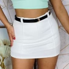 Short Saia sem cinto Tecido Neoprene Casual Confortável femenino