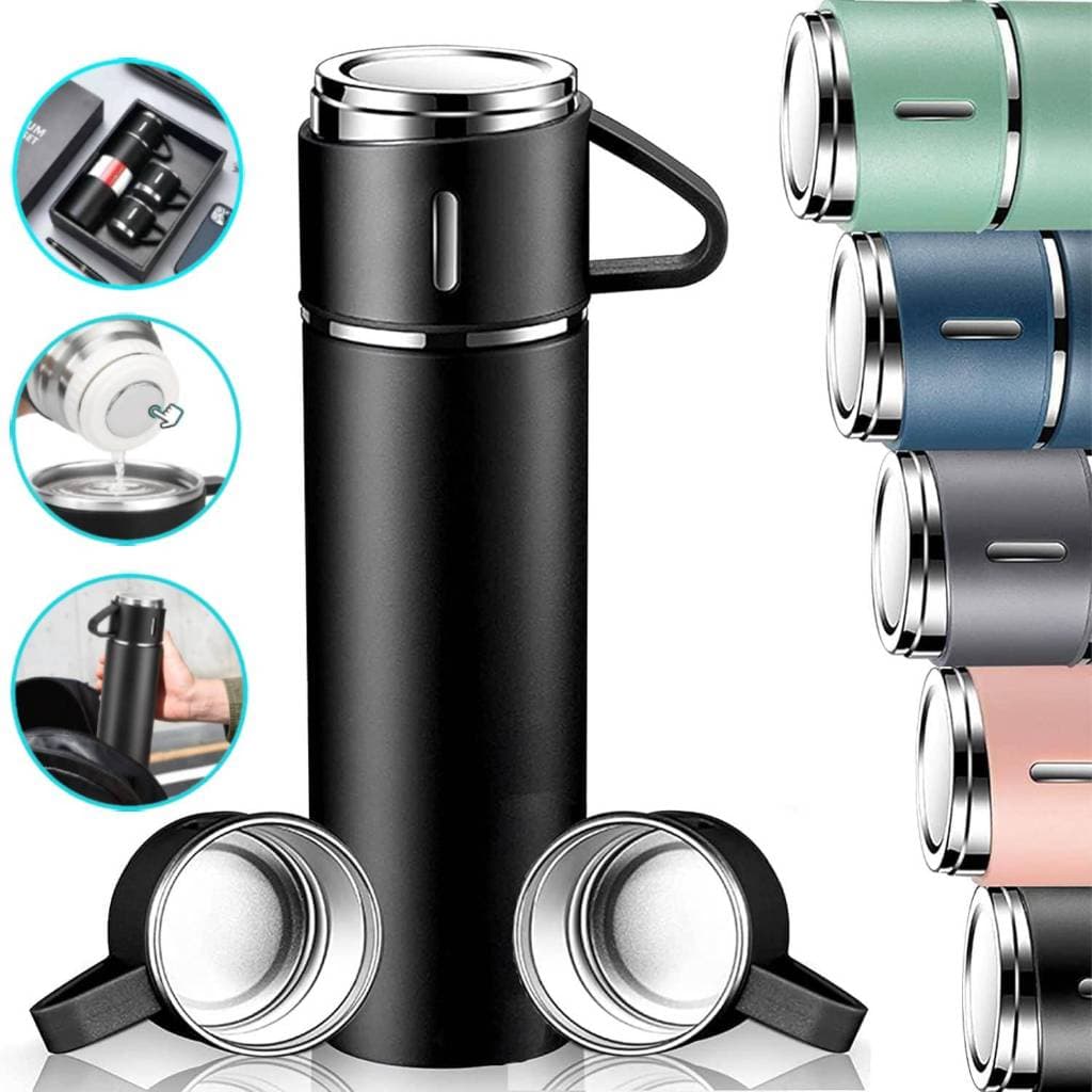 caneca Garrafa Térmica Vacuum Bottle Inox Xícaras para Bebidas Quentes ou Frias Presente de Dia dos Pais