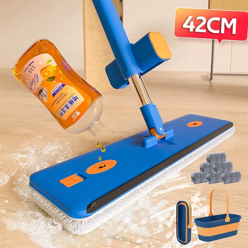 Kit Limpeza 9 peças, Balde Dobrável, Rodo Espremedor e Mops de Microfibra -Prático e Efficiente -S10