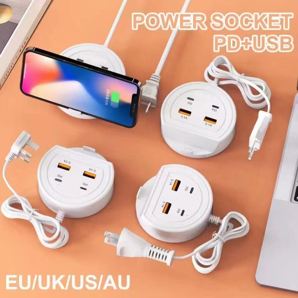 Carregador 2 em 1 com Suporte para Celular – 2 Portas (USB + Tipo C), 5.1A Rápido, Universal