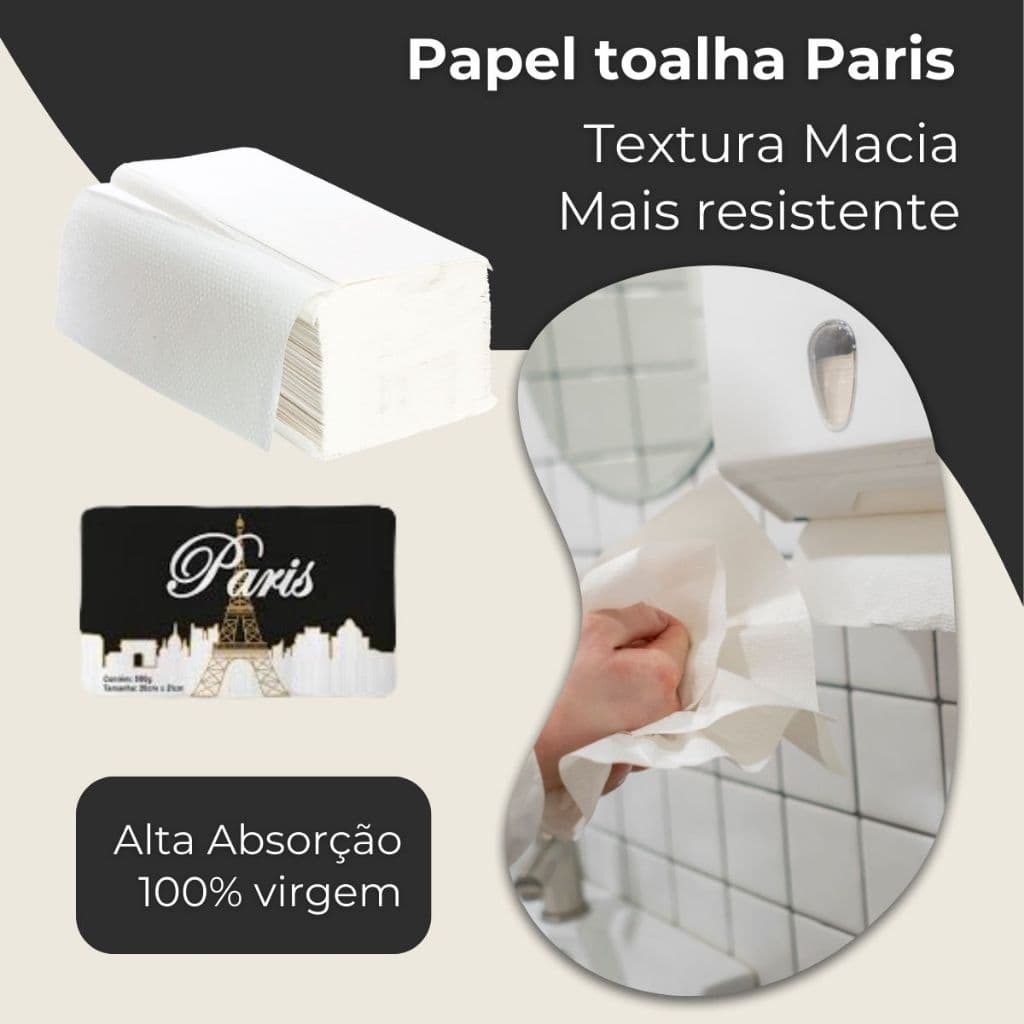 Papel Toalha Interfolha 4000 Fls Branco 100% Virgem Paris – Alta Absorção para Ambientes Comerciais