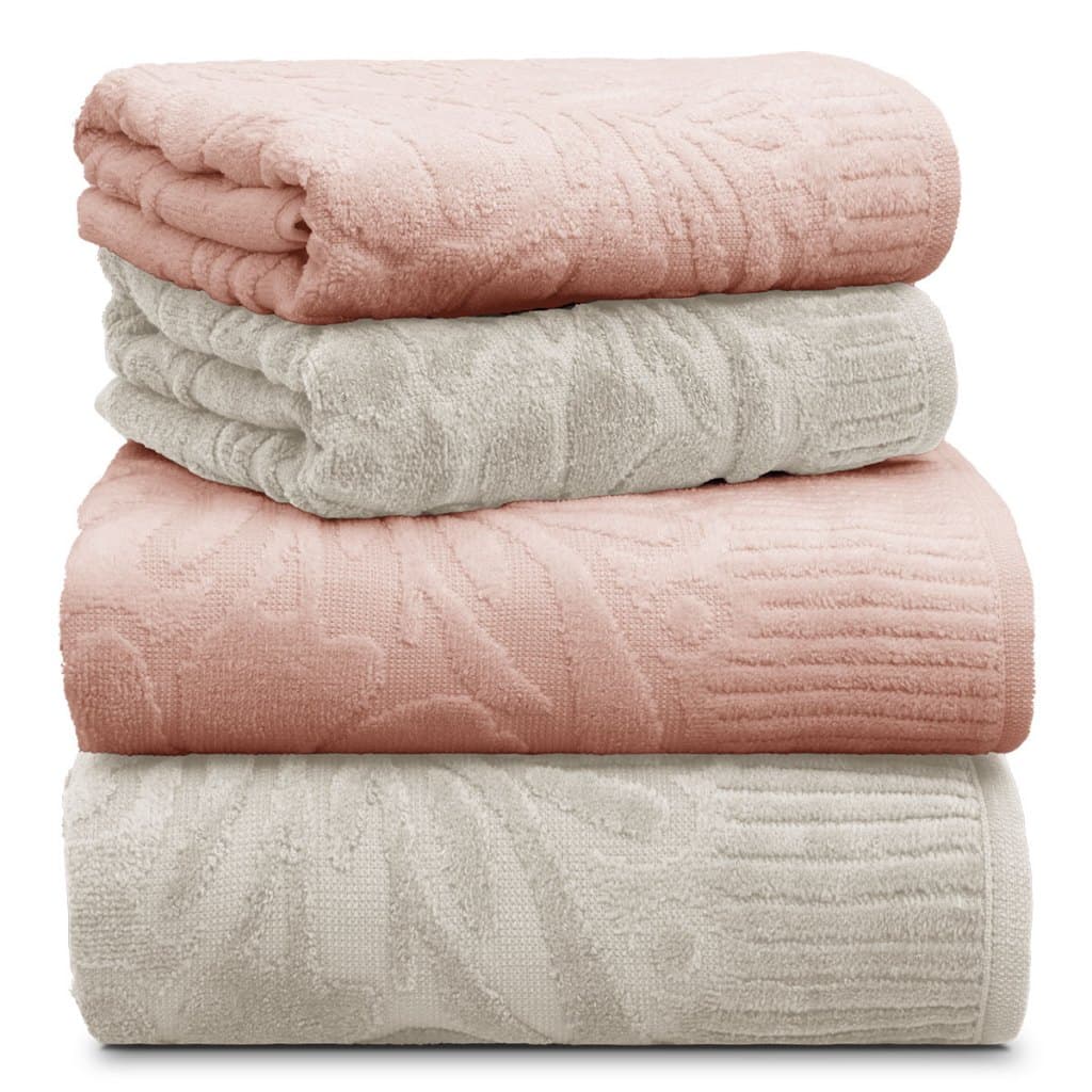 Jogo/Kit 4 Toalhas (2 Banho + 2 Rosto) Fio Penteado 100% Algodão Grossa Aveludada Super Luxo Premium