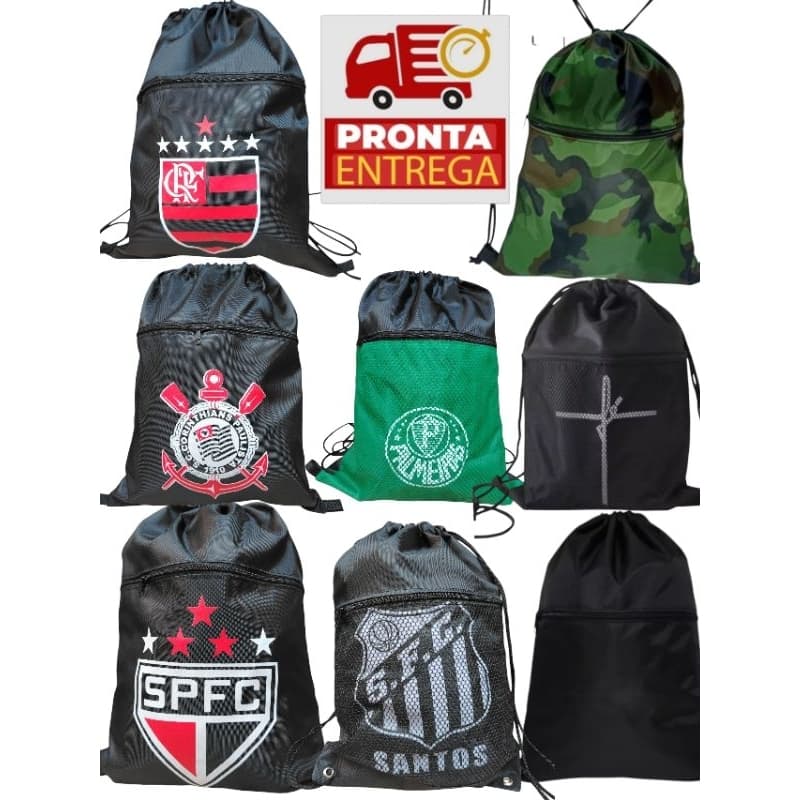 mochila saco esportiva times futebol, lisa, academia treino caminhada leve