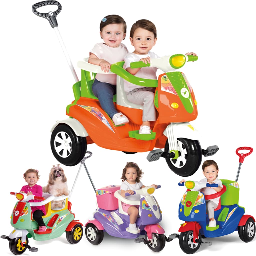 Carrinho de Passeio e Pedal Calesita Moto Duo Dois Lugares