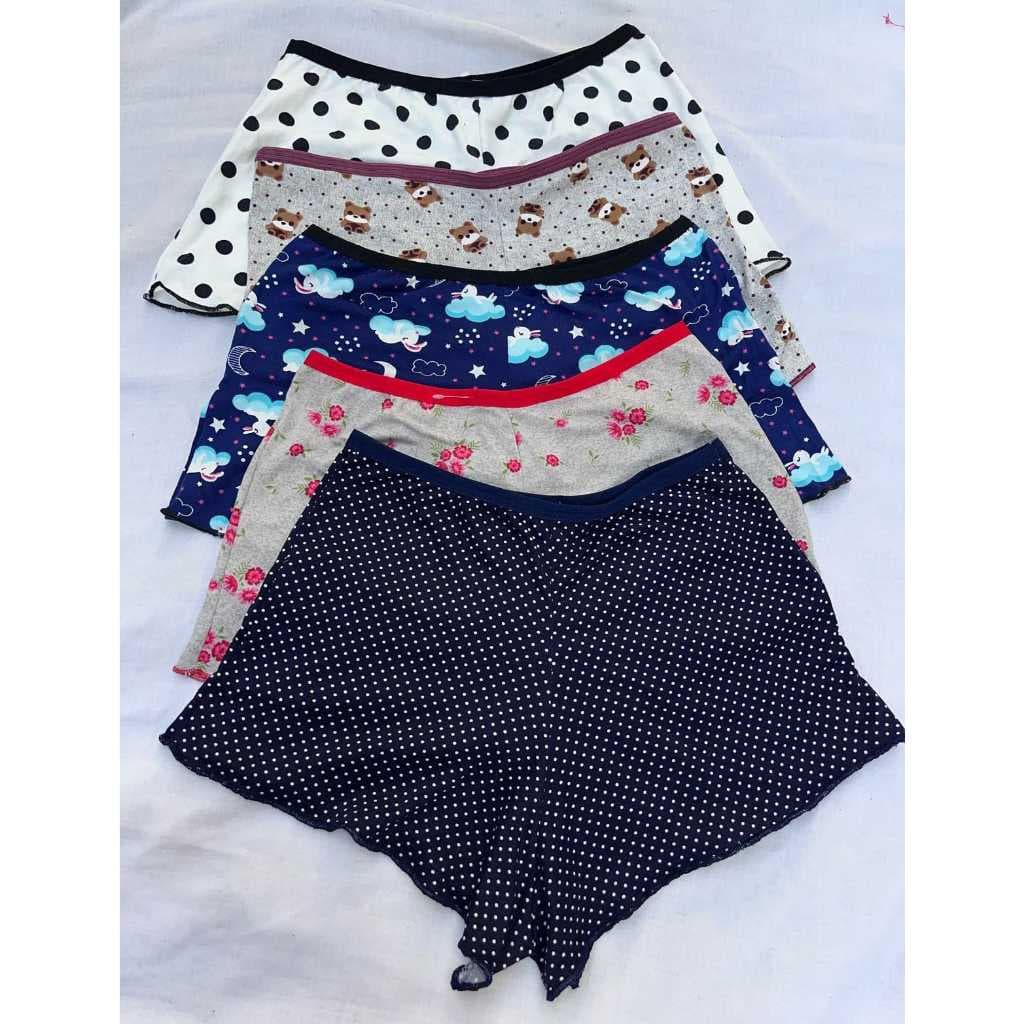 Kit com 5 short adulto em suede estampado de dormir