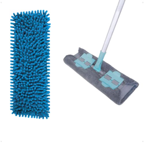 Kit Rodo Mop Chenille Vassoura Com Refil Extra E Pano Em Microfibra