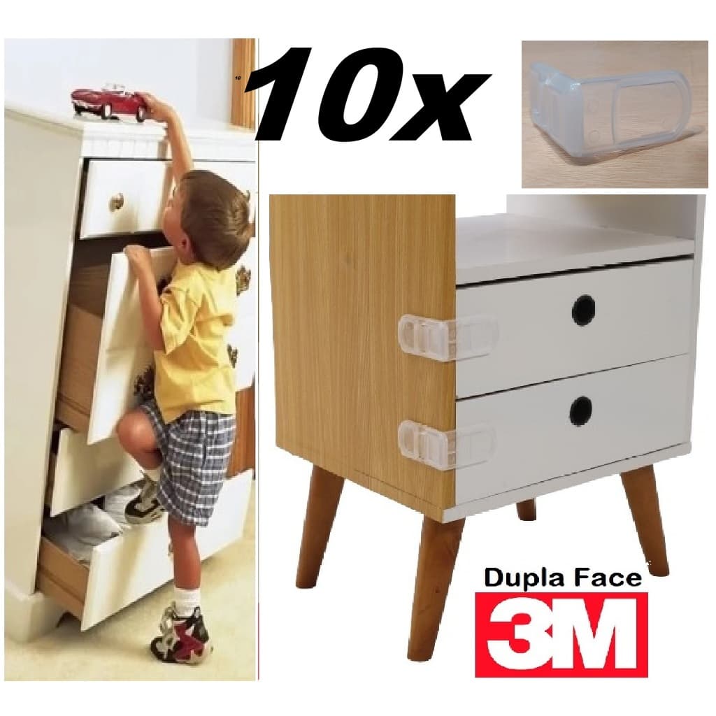 10 Travas Gaveta Lateral Transparente Segurança bebê