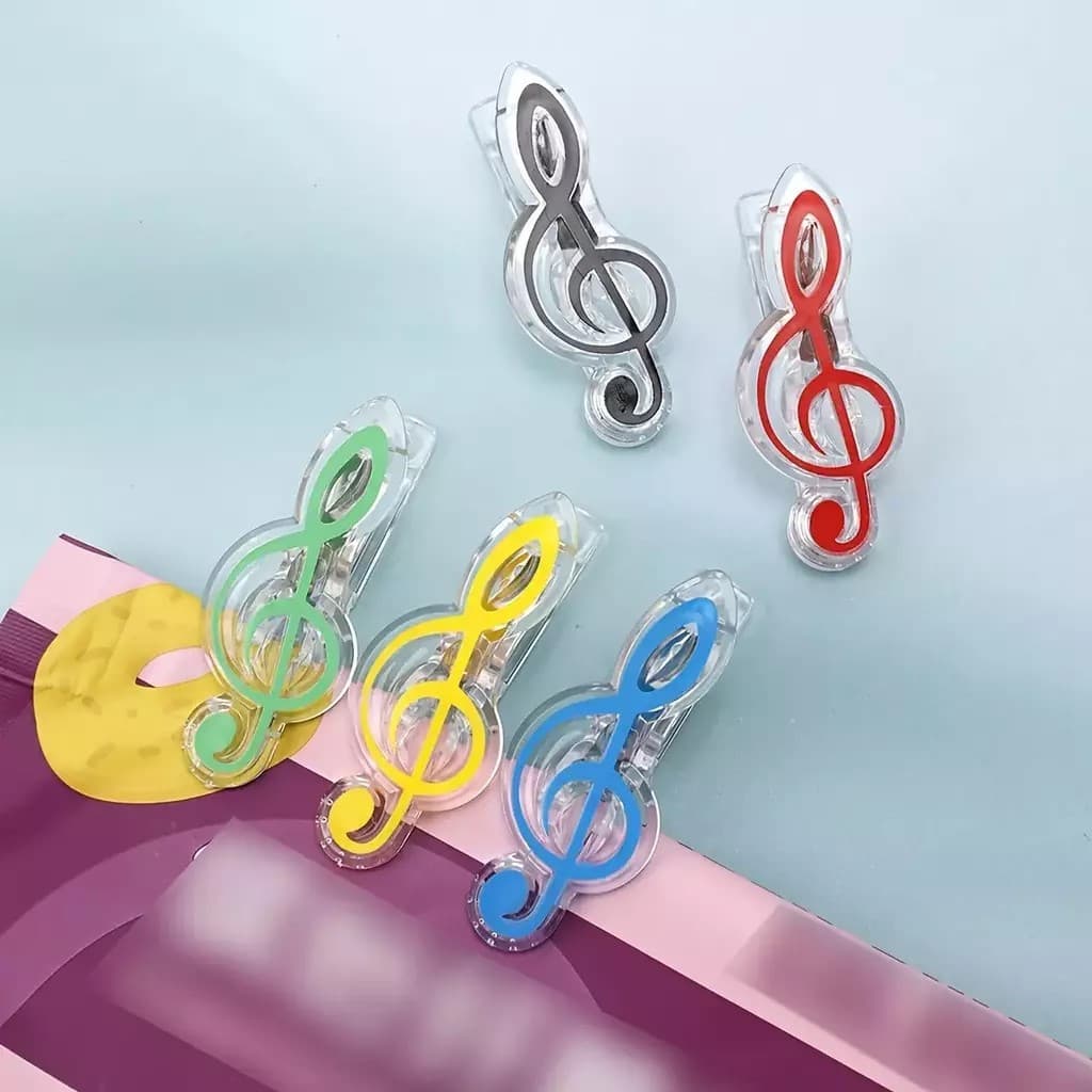 Kit 2x Prendedor Clip Partitura Clave Sol Livro Hinário Acrílico variação de cores