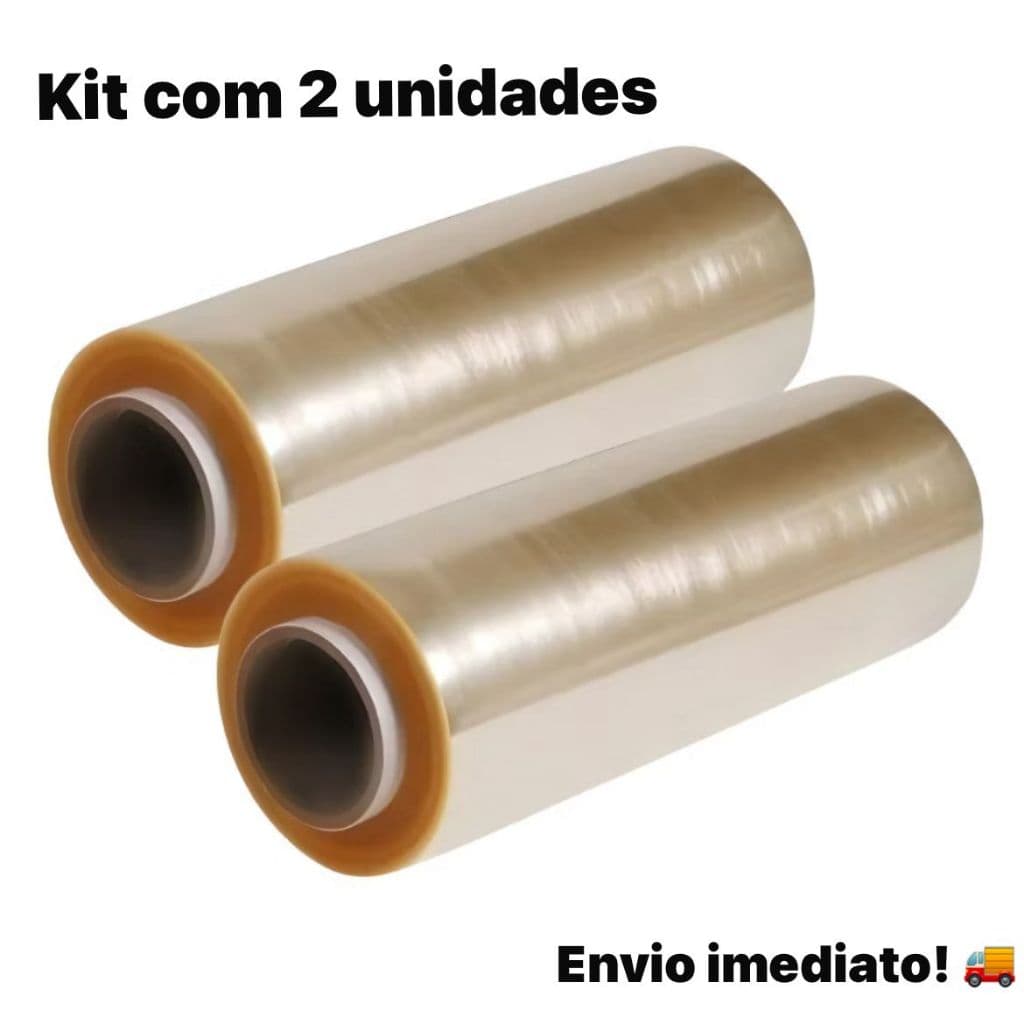 Kit 2 Rolos de  Bobina Plastico Filme stretch Pvc Esticavel Resistente 38 cm X 1000 m