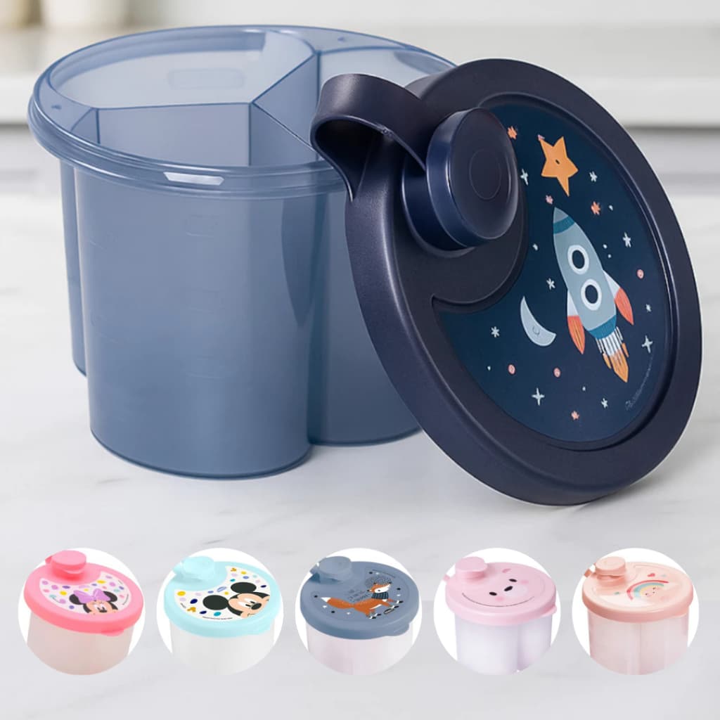 Pote Dosador de Leite em Pó e Fórmula com 3 Compartimentos e Marcadores 300ML