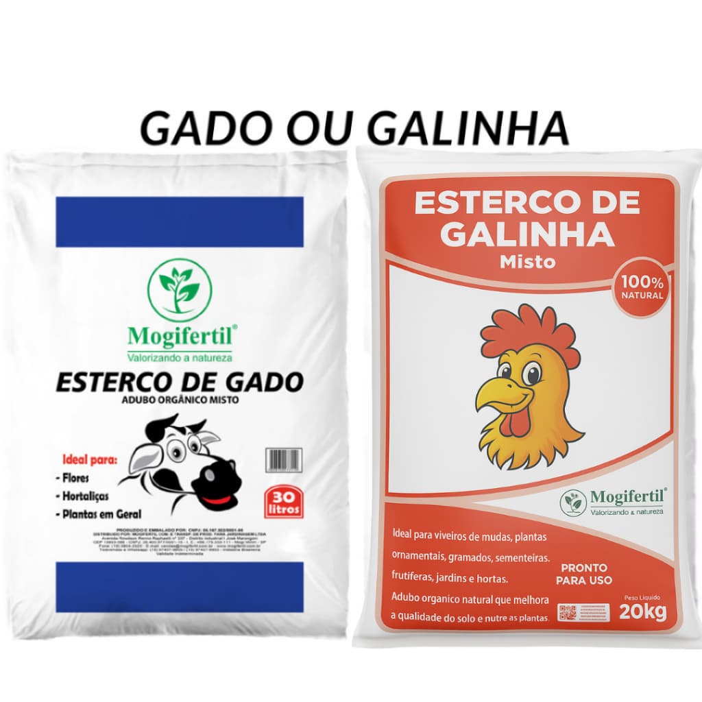 Esterco de Gado ou Galinha Misto Mogifértil Adubação Orgânica 5KG ou 20KG