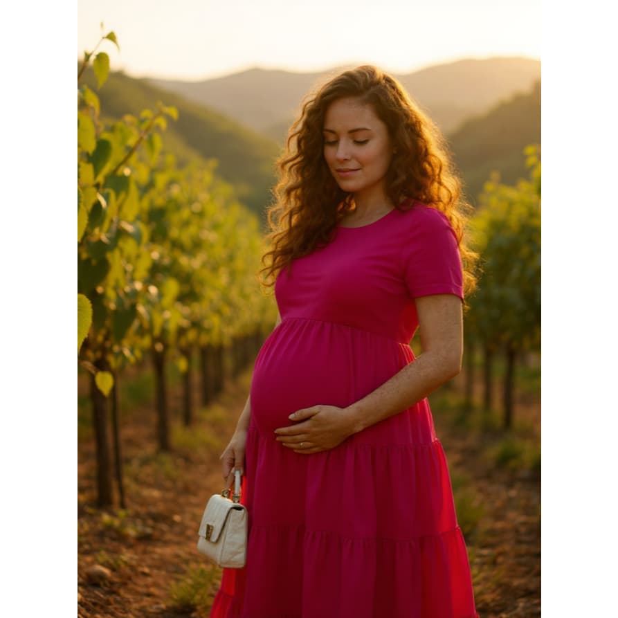 Vestido Mídi Soltinho Gravidez para Chá Revelação Menina Menino Duas Cores Manga Curta