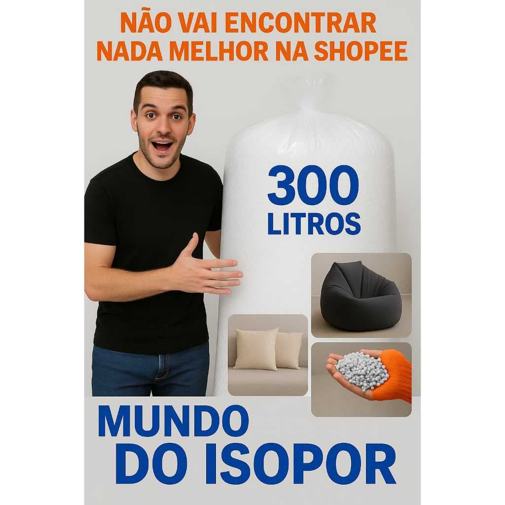 Isopor em Flocos 300LTS, para Enchimento de Puff, Almofadas, Artesanato, Concreto Leve, Isolamento Térmico e Acústico