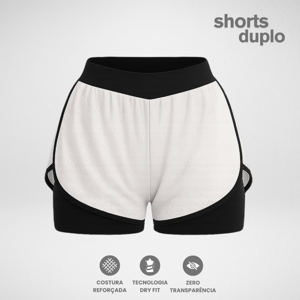 Shorts Duplo Academia Feminino Roupa Fitness