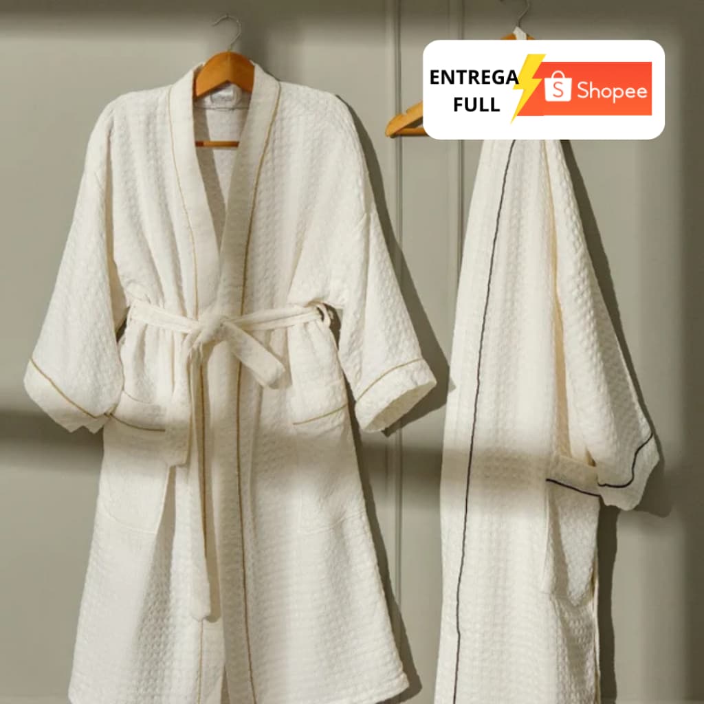 Roupão de Hotel Luxuoso 5 Estrelas Premium Spa 100% Algodão Macio e Aconchegante