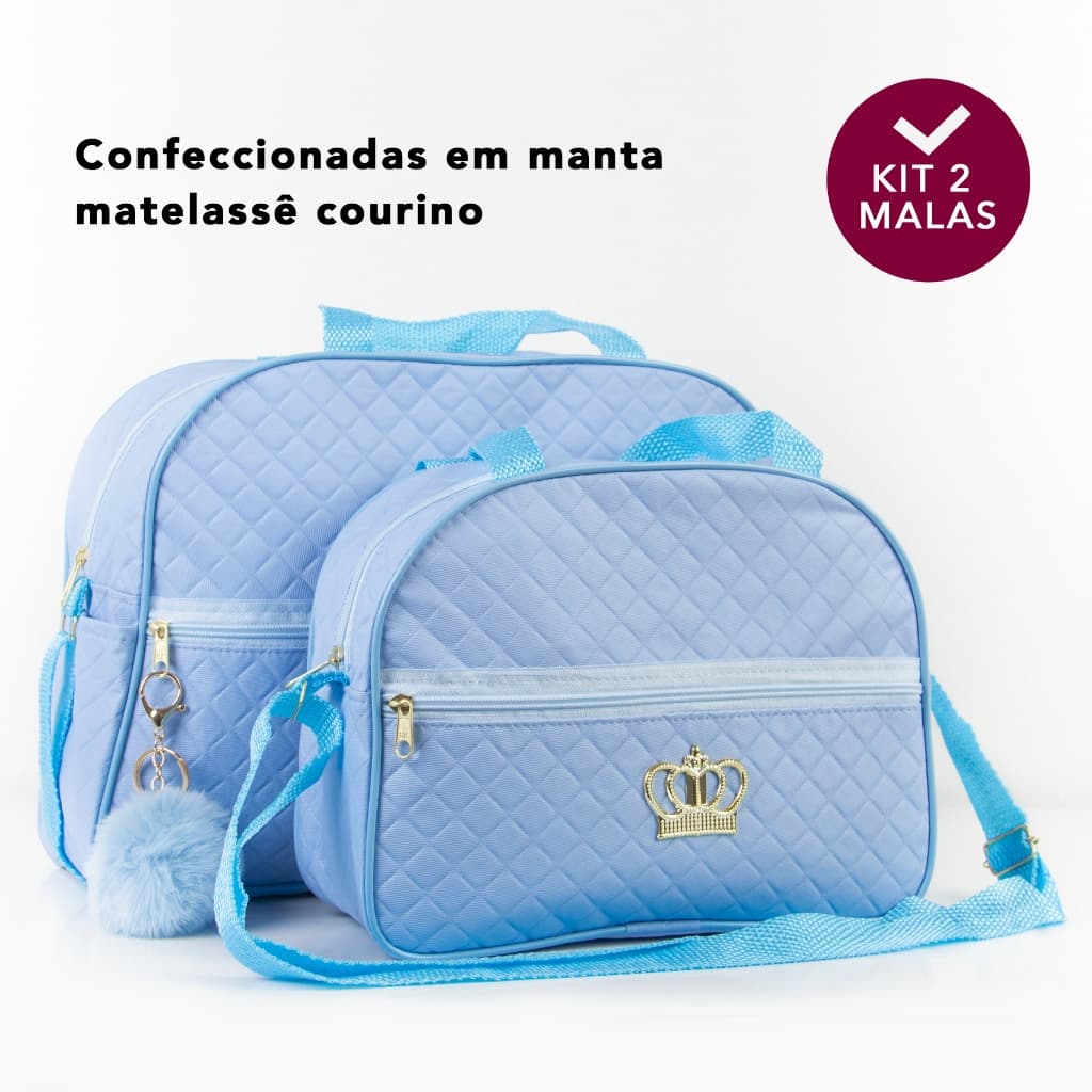 Kit Bolsa Maternidade 2 peças Varias Cores Lisas Mala Maternidade Mochila Maternidade Menino Menina C/ POMPOM