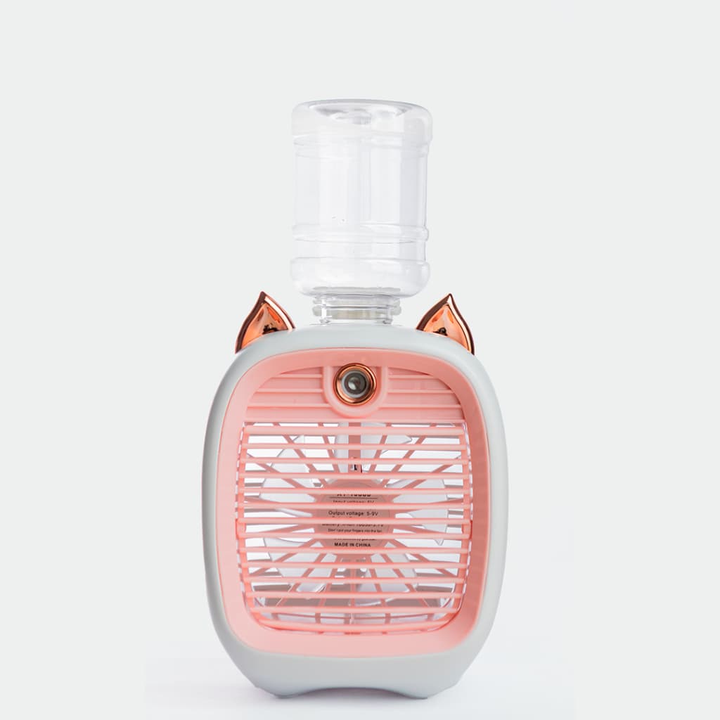 Mini umidificador e Ventilador Gatinho Recarregável de Mesa com Função de Refrigeração de Ar