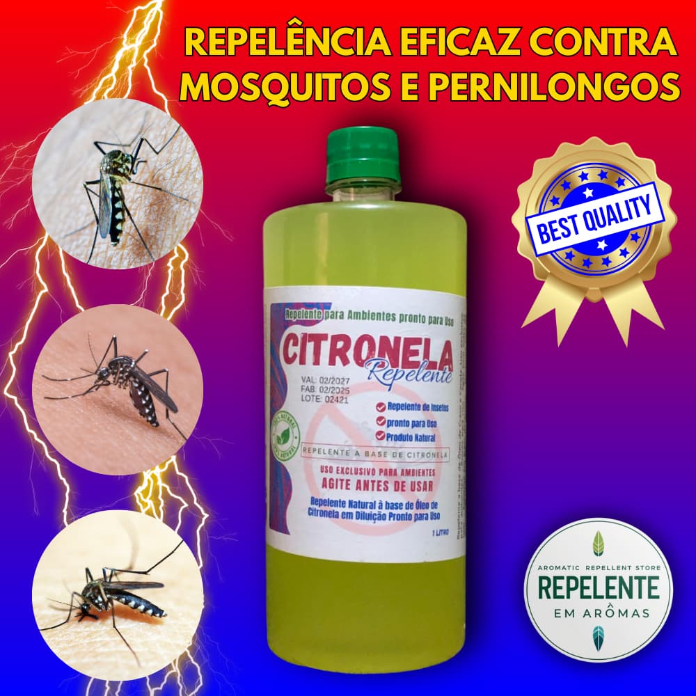 Spray Repelente de Ambiente Pronto Uso 1L Citronela Natural Contra Mosquitos e Pernilongos