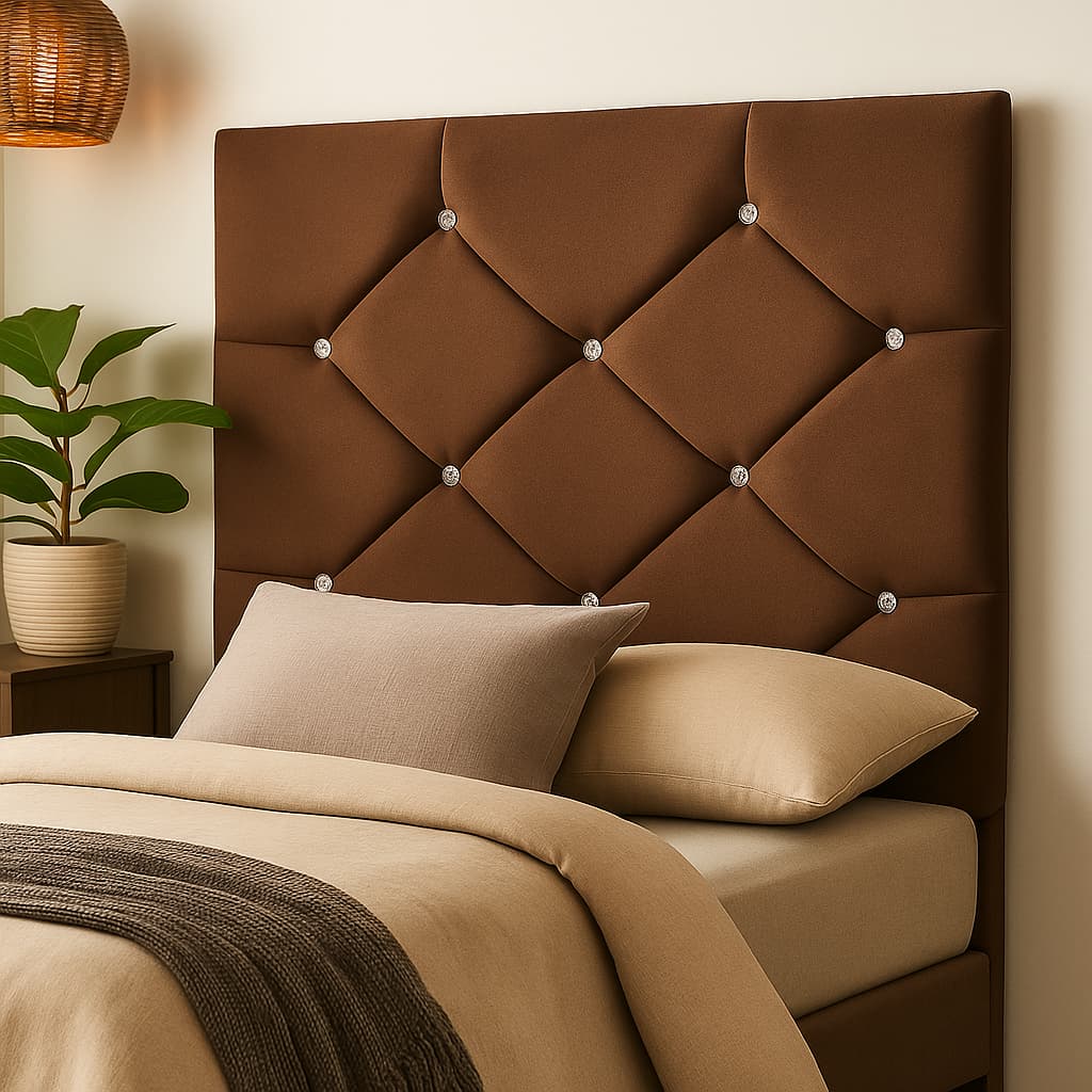 Cabeceira Para Cama Solteiro Estofada Com Pés Botões Strass  -Conforto Quarto Decorativo Cairo 0,90