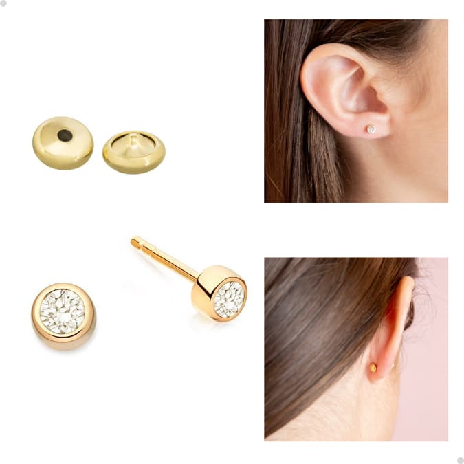 brinco ponto de luz infantil para criança ou para bebê com tarraxa baby banhado a ouro 18k e antialérgico.