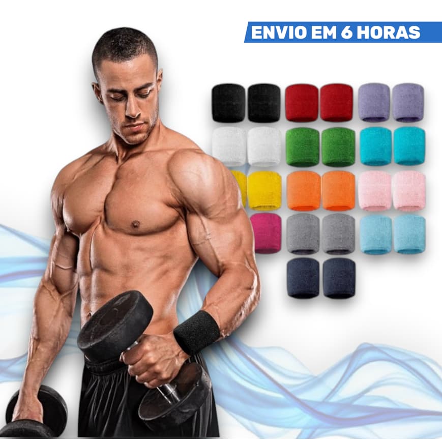 02x Munhequeiras Pulso Toalha Unissex Masculino Feminino Tênis Academia