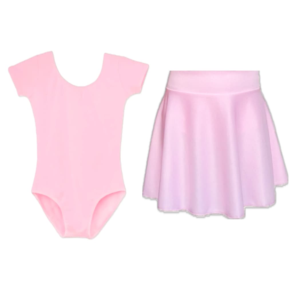 Kit Ballet Infantil Com 2 Itens Rosa/Preto: Collant Meia Manga + Saia de Cós