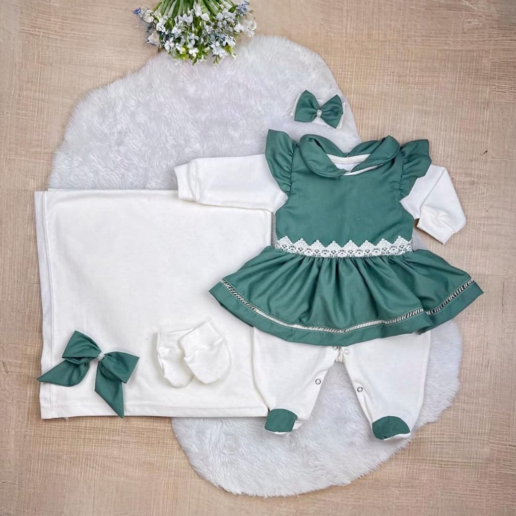 Saida Maternidade Bebê Menina Lavínia 05 peças Roupas de Bebê