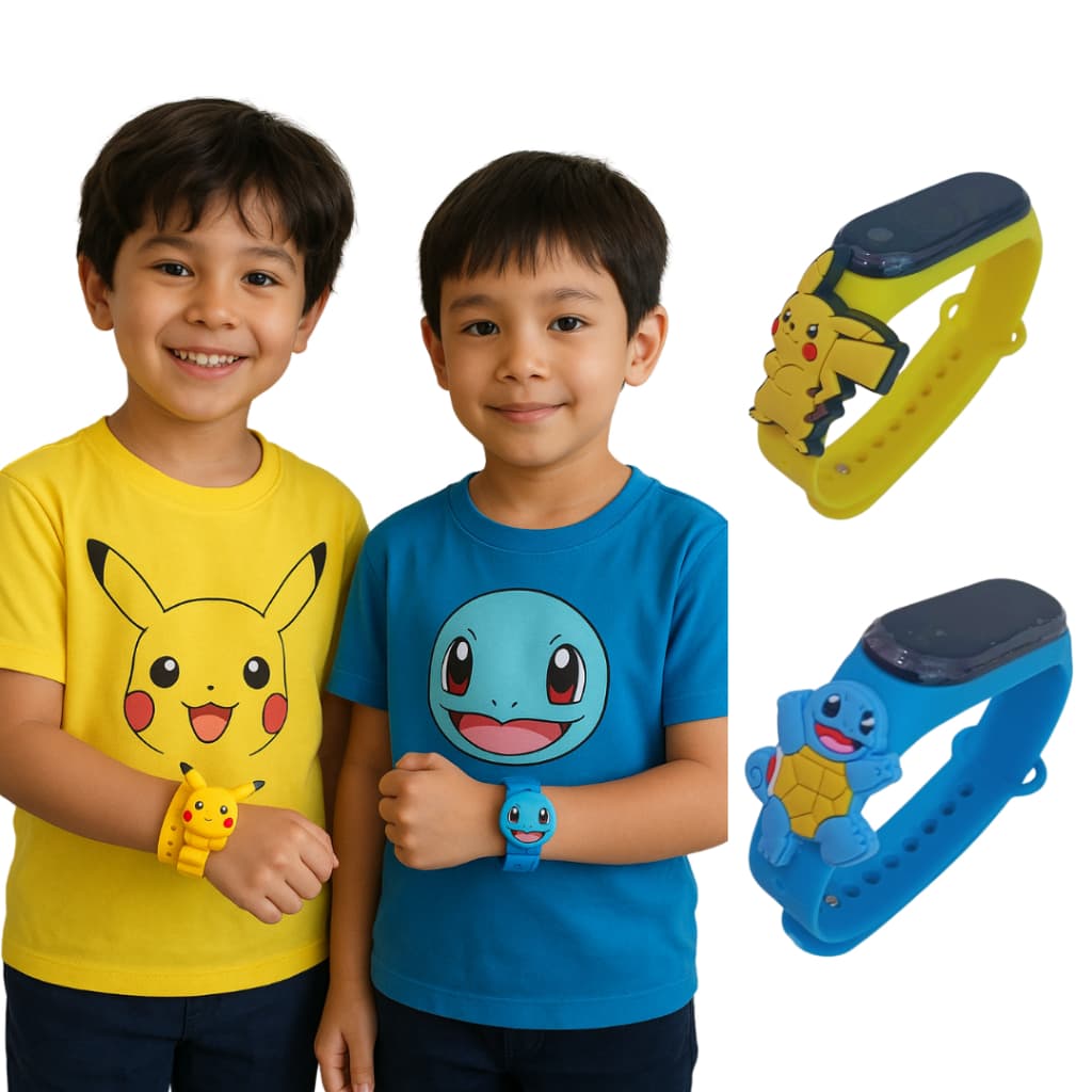Relógio Infantil Digital Á Prova De água Led Pikachu pokemon Menina Menino para Crianças