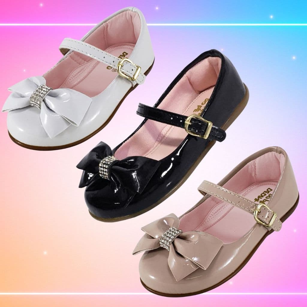 Sapatilha Infantil Menina Casual Batizado Casamento Daminha Festa Boneca Leve Branco Preto e Nude