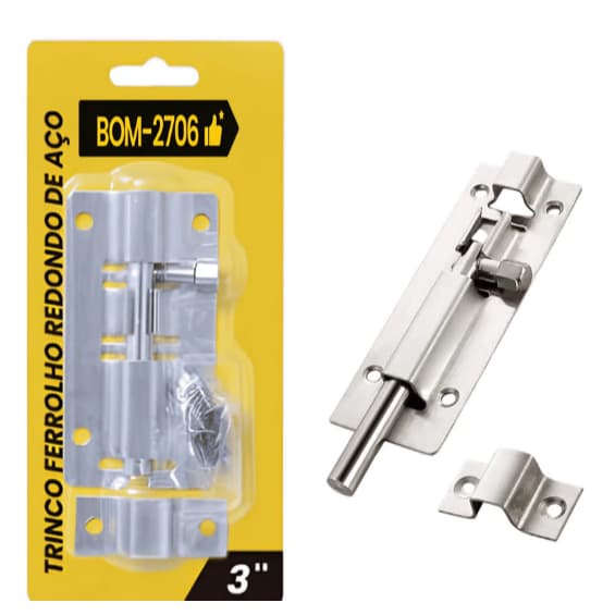 Trinco Ferrolho 70mm Aço Inoxidável, Design Funcional e Alta Durabilidade BOM2706
