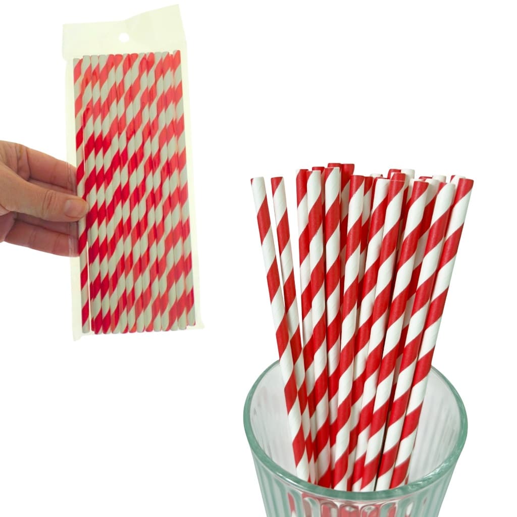 Kits de Canudo Papel Biodegradável Listrado Colorido Festa Evento Drinks Sucos Retrô Ecológico