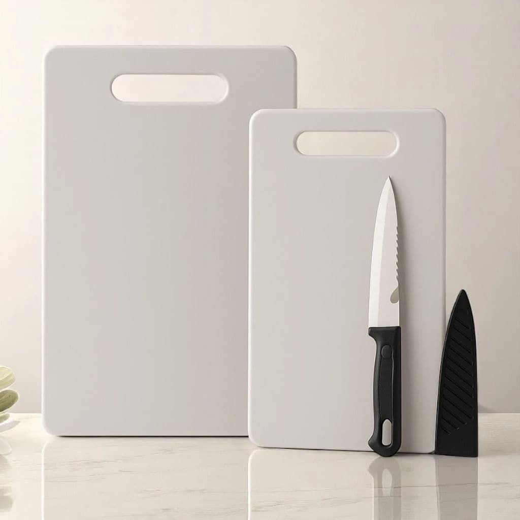 Jogo 3 Peças Duas Tábuas de Corte com Uma Faca Ideal para Carnes Frutas e Legumes