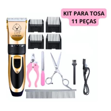 Kit 11 Maquina De Tosa Profissional Pet Cães Gato Sem Fio - Ideal Para Retoques e Acabamentos Em Cães e Gatos LM