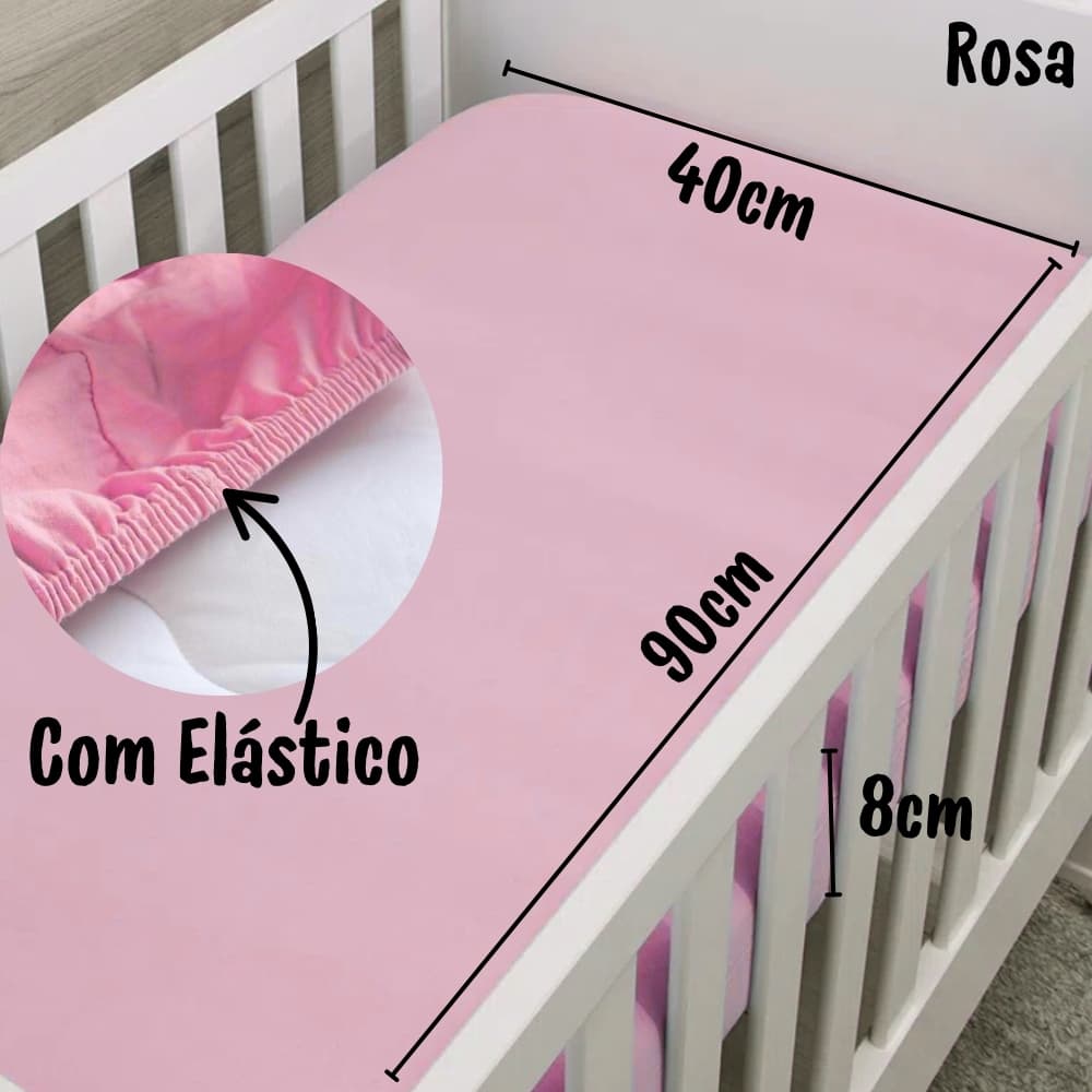 Kit 02 Lençol Avulso com Elástico MINI BERÇO 40cm Largura Percal 400 Fios