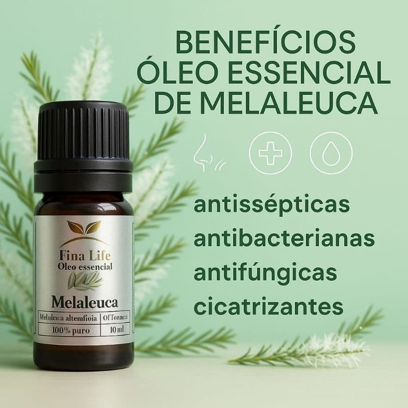 Óleo essencial de melaleuca (tea tree)10ml 100%puro fina life, excelente contra micose