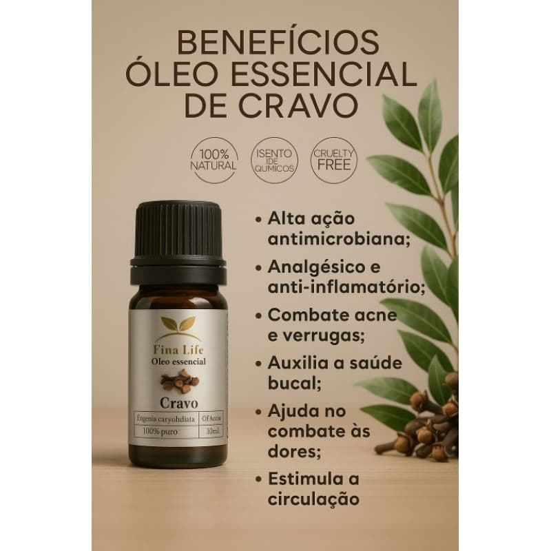 Oleo essencial cravo 10ml 100% puro fina life MICOSE - FORTALECIMENTO DE UNHA