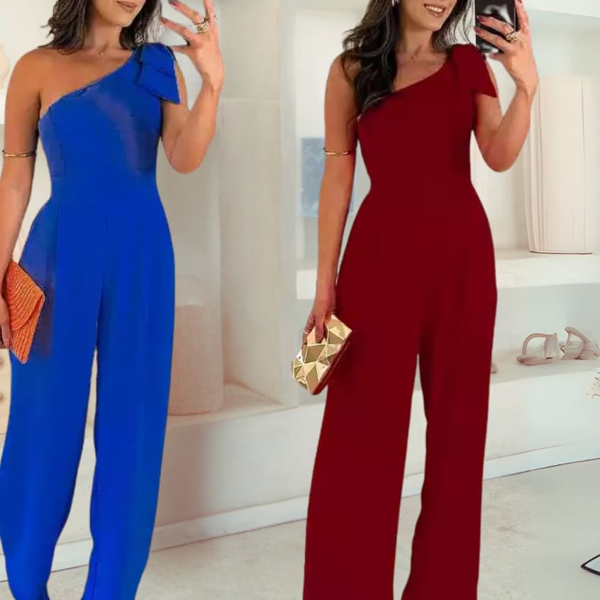 Macacão Estiloso com Bojo e Bolsos Feminino – Laço no Ombro e Caimento Perfeito