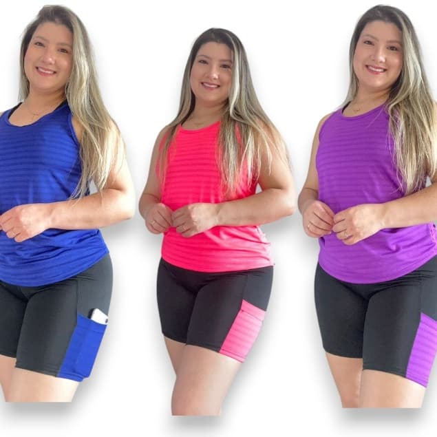 Conjunto Fitness Academia Regata e Short Com Bolso Tendência