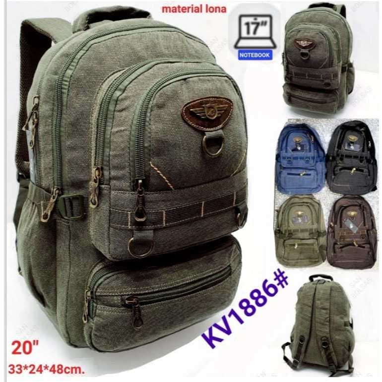 Mochila Juvenil Lona Reforçada ideal para trabalho, universidade e viagens Notebook #KV1886