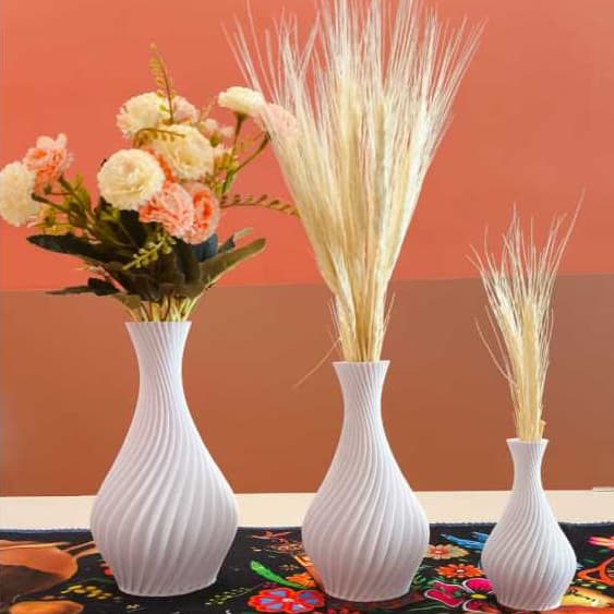 Kit Vasos Decorativos Espiral - Cor Branco - Moderno / Luxo / Elegante