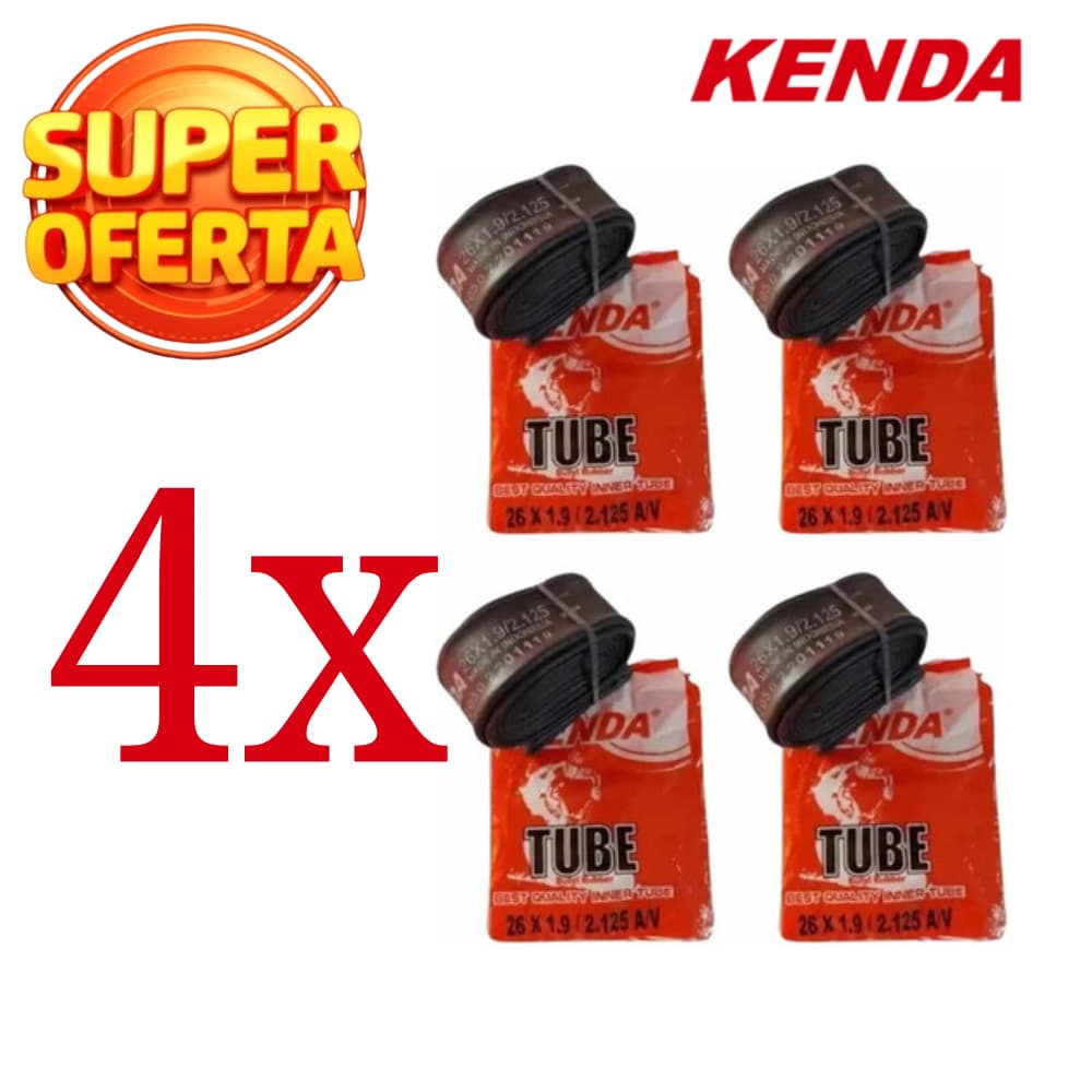04 Câmara Ar Bicicleta Kenda Aro 26x1.9/ 2.125 Bico Grosso Tipo Da Válvula Schrader