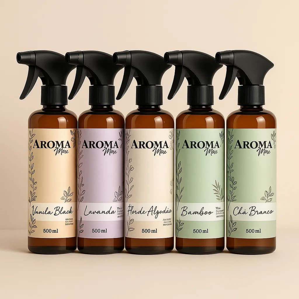 Água Perfumada 500ml p/ Lençóis, Roupas e Tecidos + Borrifador Aroma Max