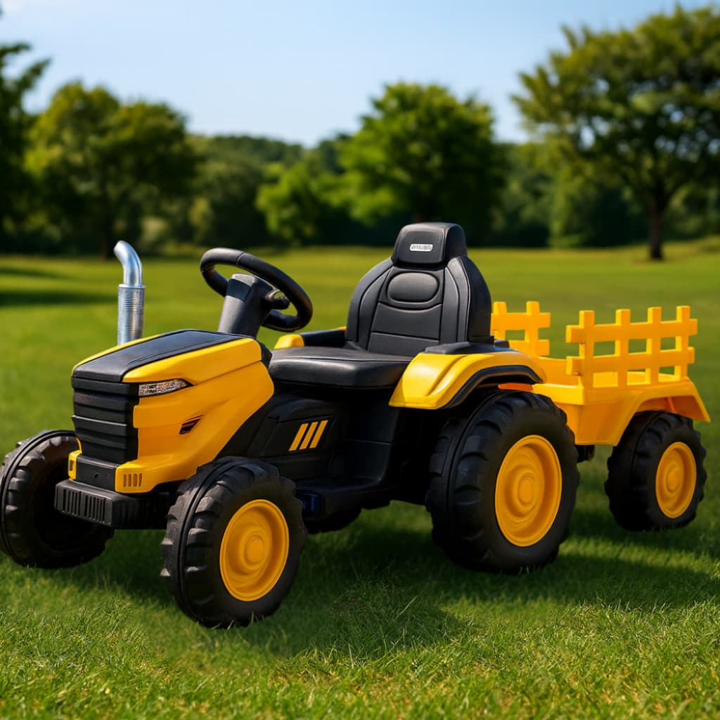 Trator Elétrico Infantil 12V com Caçamba Controle Remoto e Música